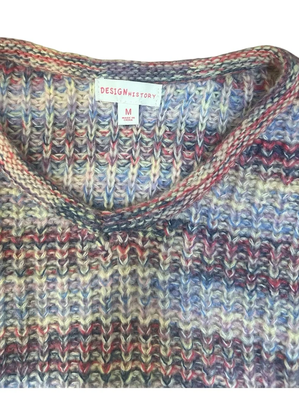 Design History Girls Multicolor Striped Knit V-Neck Cropped Sweater Size Medium